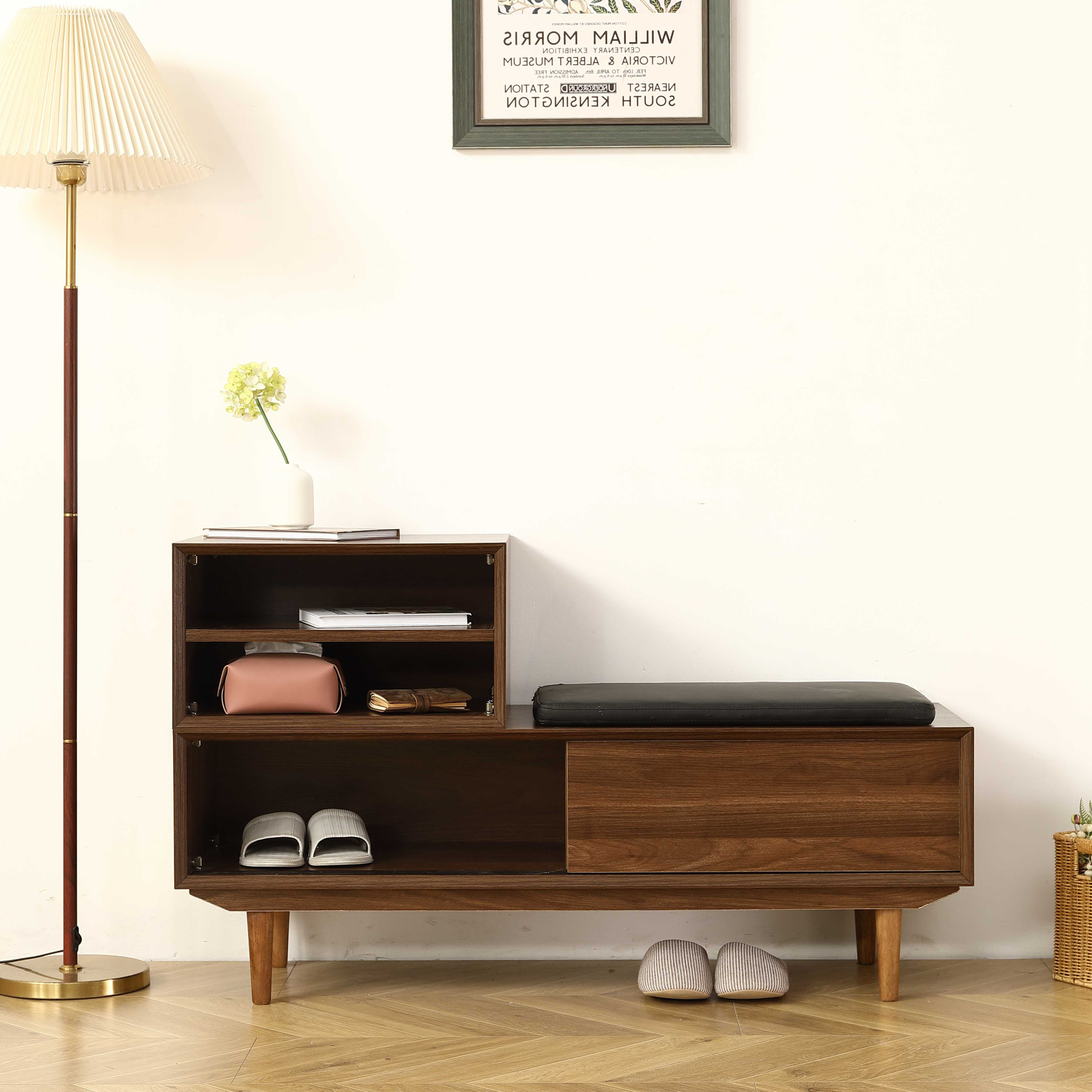 Mid Century Shoe Bench Sale Shoe Storage Rack Wooden, 6-Tier Wood