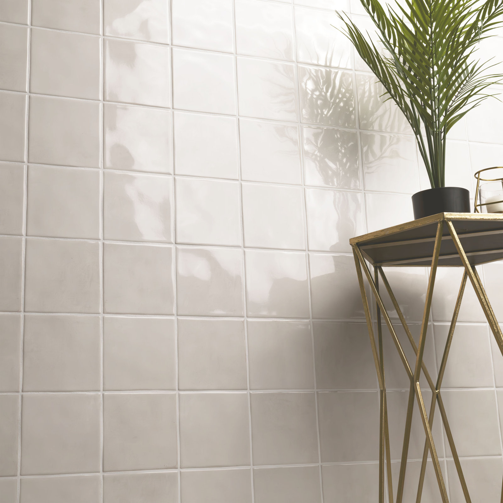 Renzo Glossy Ceramic Wall Tile, Dove