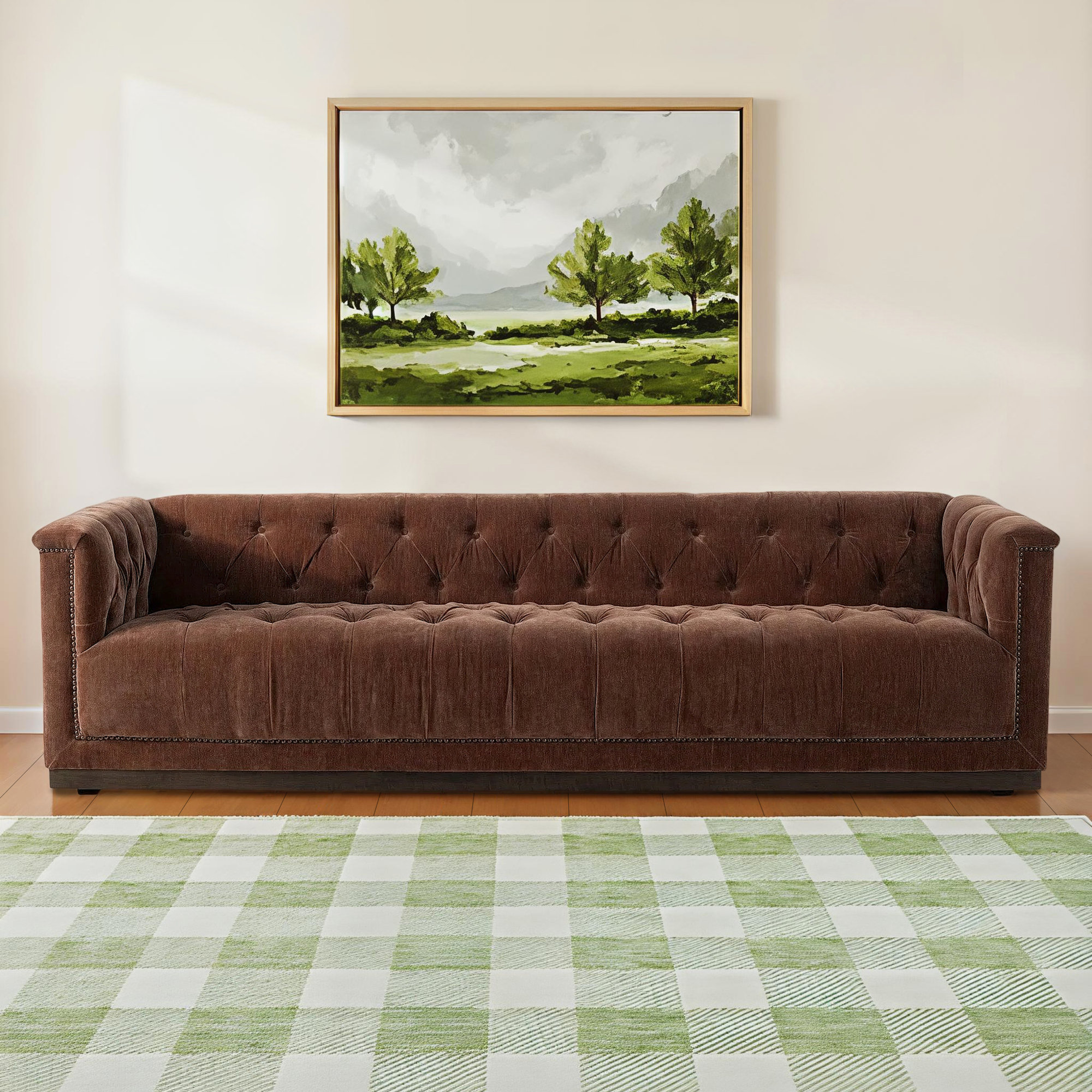 Chirlin 95'' Upholstered Chesterfield Sofa, Amici Tobacco