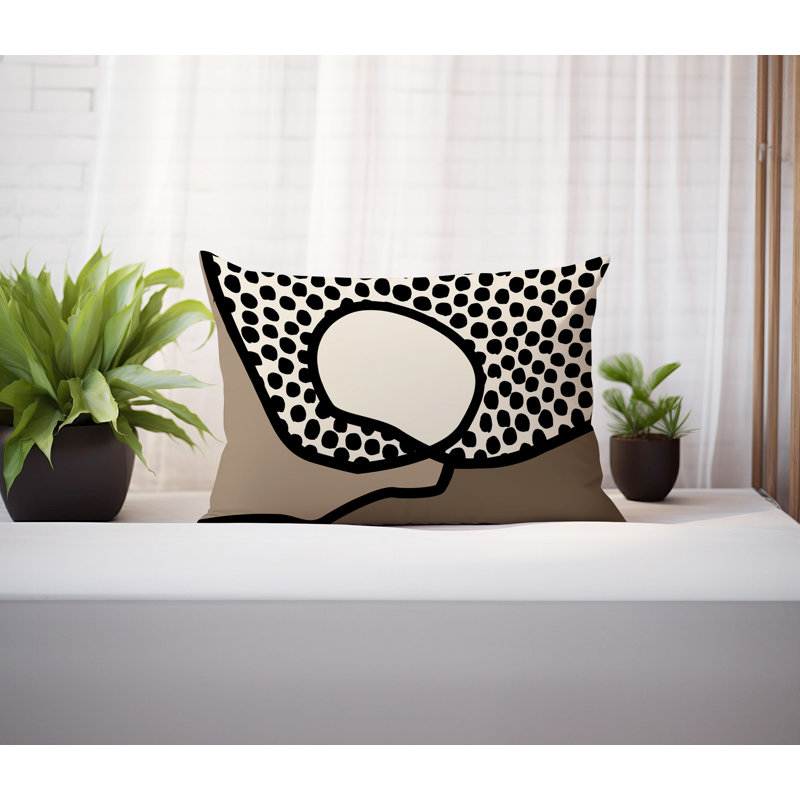 Jai Abstract Reversible Indoor/Outdoor Lumbar Pillow, 14"H x 20"W, Beige