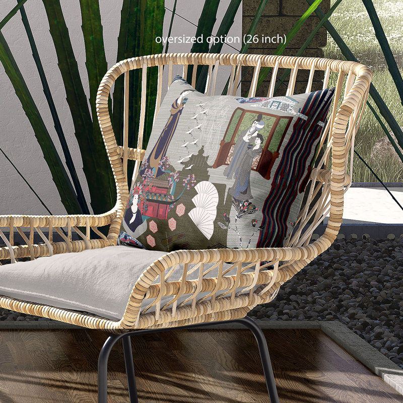 Housse et insert de coussin carré en polyester intérieur / extérieur, 18 po x 18 po, Gris / blanc