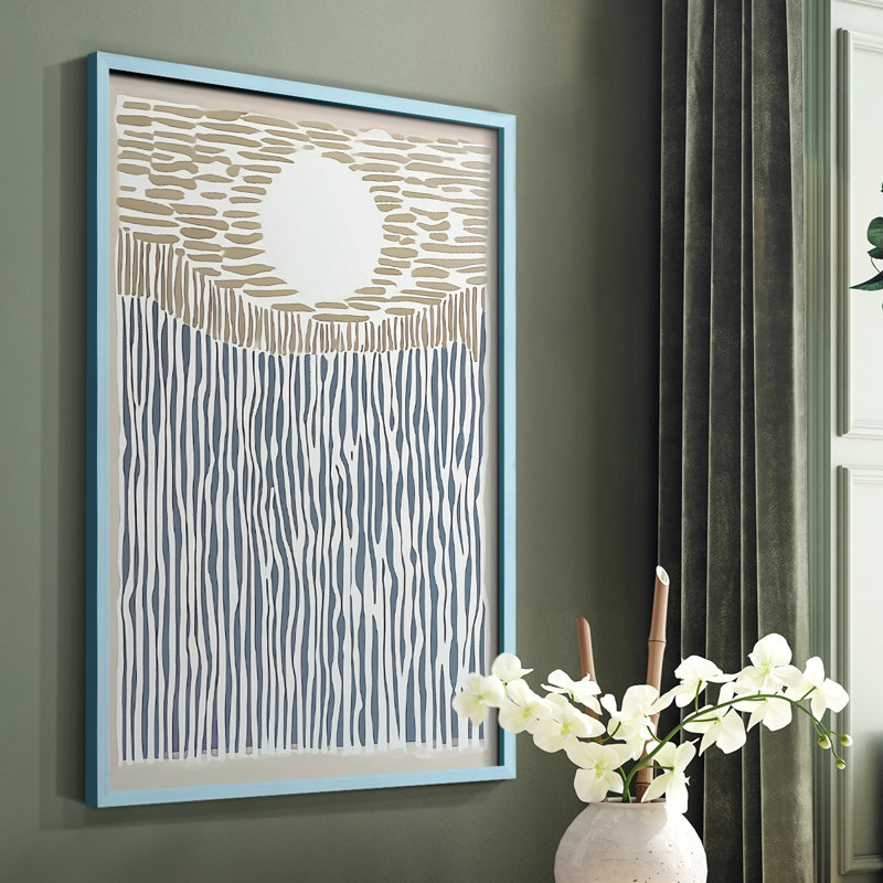 Impression abstraite encadrée CDXC - prête à être accrochée - fabriquée aux États-Unis, Bleu, H 10 po x l 8 po