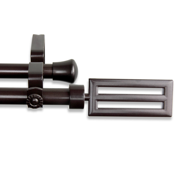 Tringle à rideaux double Sterling, 120 po à 170 po, Cacao