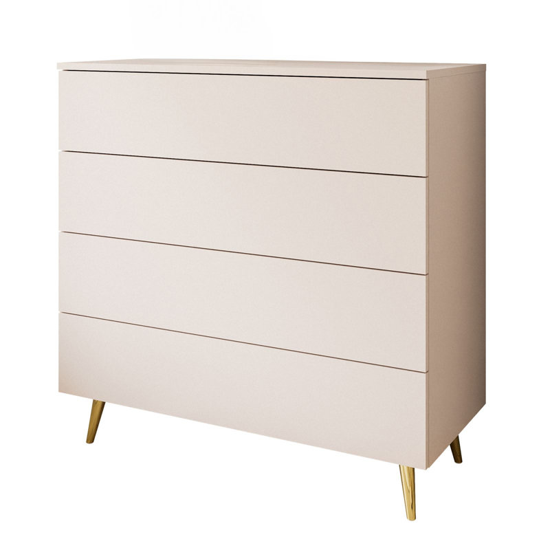 Middleport Aura Chest of Drawers, Cashmere/Gold Chrome