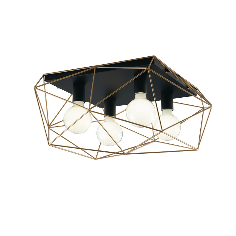 Confucius Flush Mount, Black, Gold