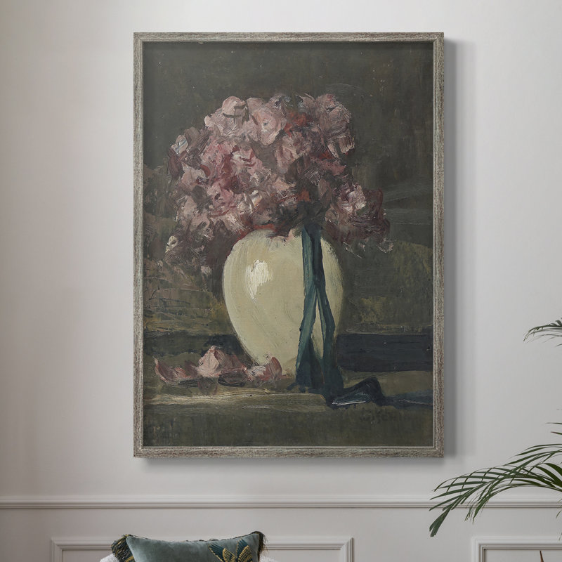 Impression florale vintage encadrée Lxxiv - bois massif, H 15 po x l 12 po