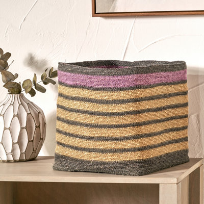 Seagrass Natural Stripe Square Basket