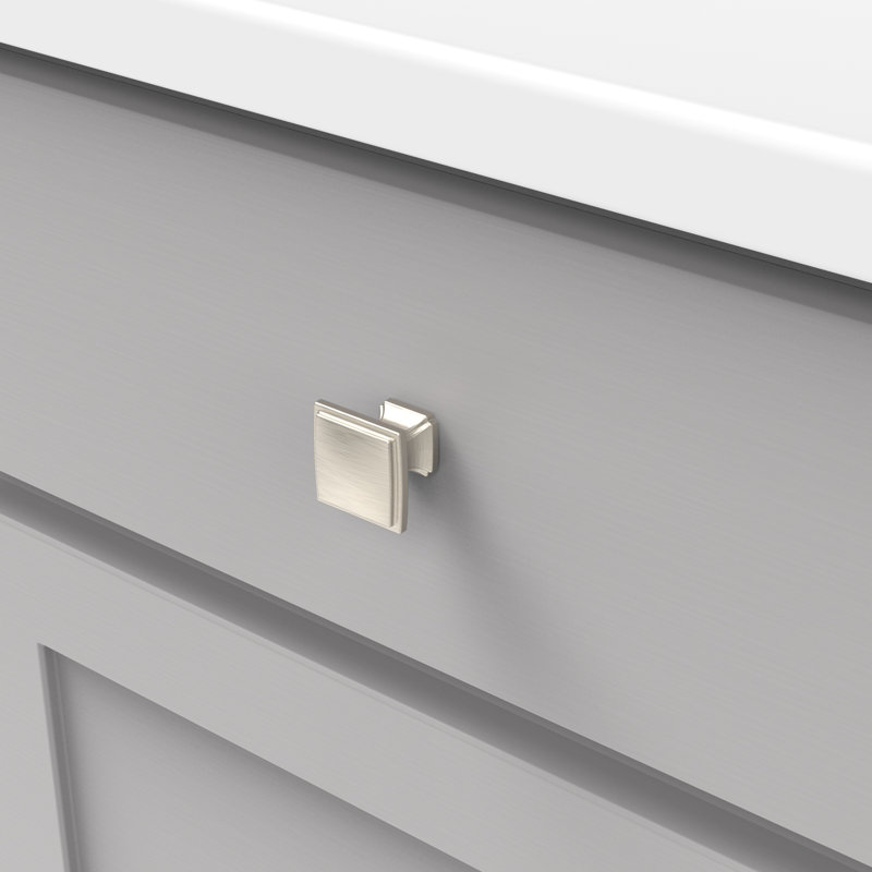 Poignée carrée de la collection Bridges - Poignée d'armoire en nickel satiné de 1-1 / 4 po x 1-1 / 4 po - Quincaillerie transitionnelle et déco pour tiroirs et armoires