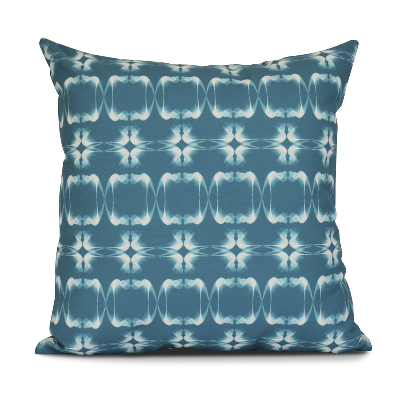 Teal Geometric Print 16" x 16" Outdoor Throw Pillow