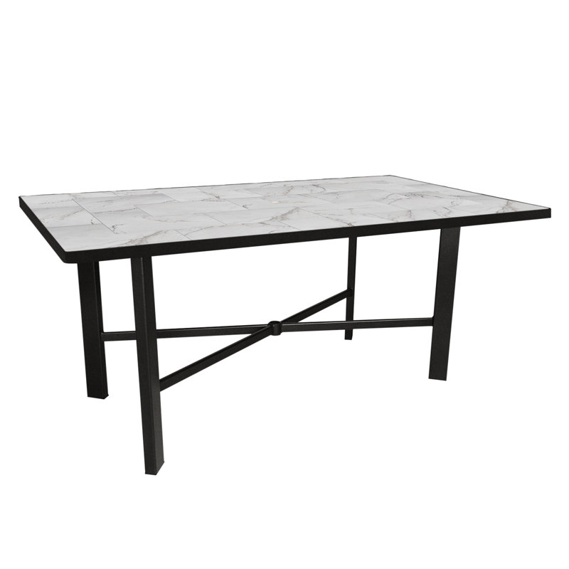 Outdoor Rectangle Dining Table, Pallazo White, Carbon Black
