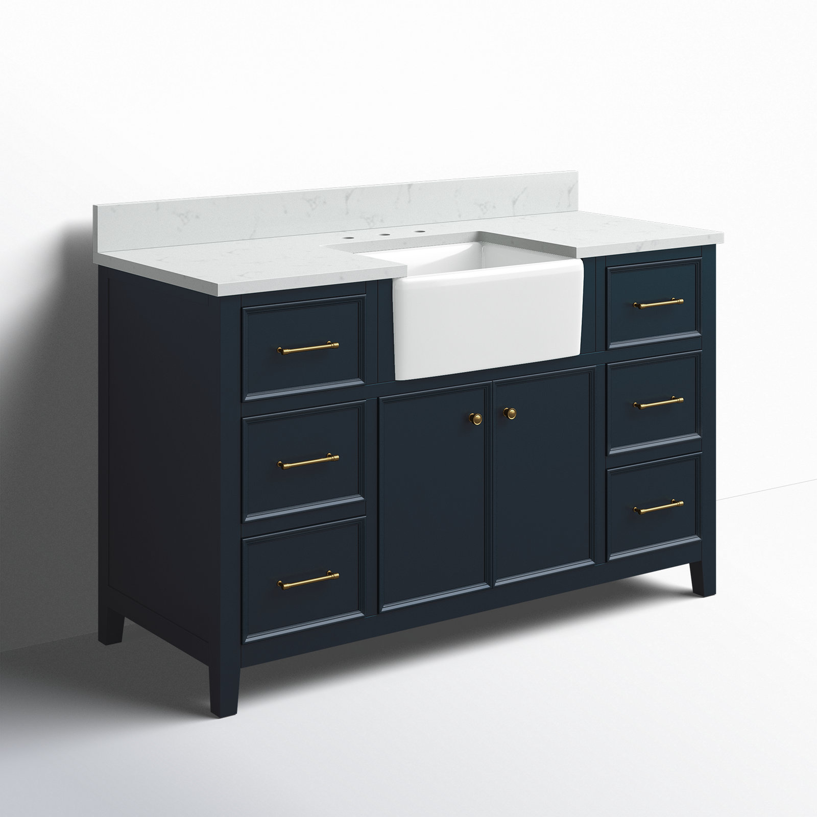Aisa 54" Single Bathroom Vanity, Indigo Blue/Brushed Gold