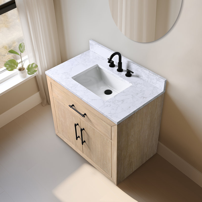 Ensemble de meuble-lavabo 36 po, Blanc, Blé clair