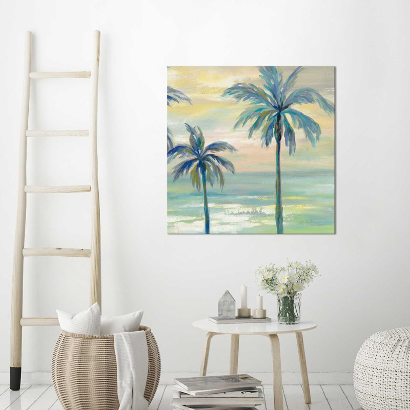 «Marine Layer Palms II», reproduction de peinture acrylique sur toile, H 31,5 po x l 31,5 po x P 2 po