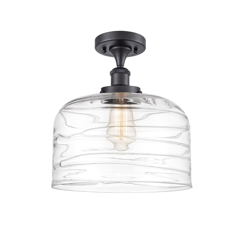 Plafonnier semi-encastré 1 lumière Anjelique, Noir mat, H 13 po x l 12 po x P 12 po, DEL