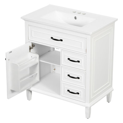 30 Inch Bathroom Vanity with Ceramic Sink Top