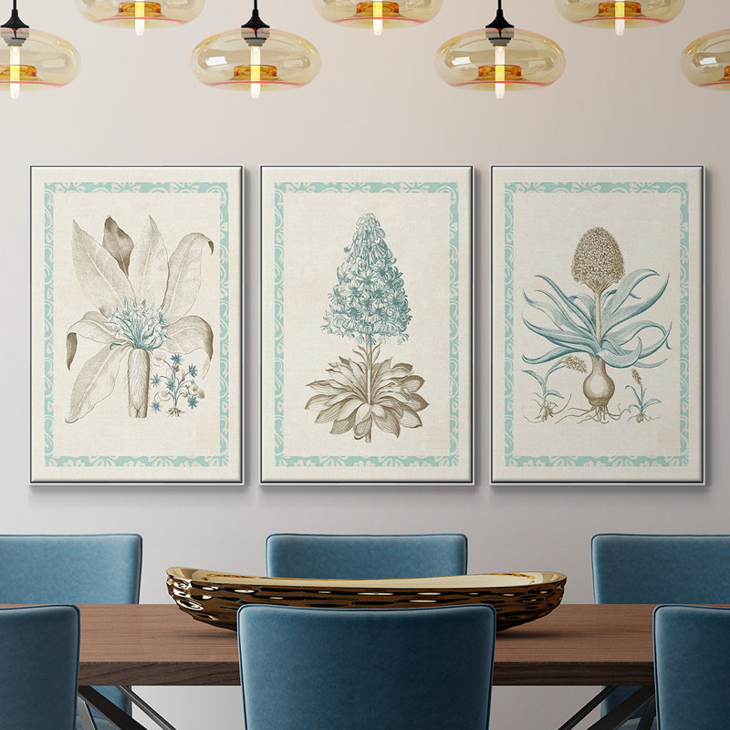 " Willow Blue Besler IV " 3 - Pieces, Blanc, H 40 po x l 90 po x P 2 po