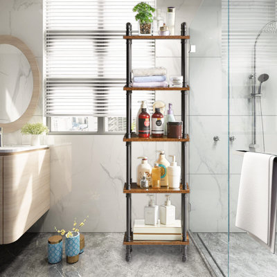 Aadian 137 cm H x 38 cm W Iron Etagere Bookcase