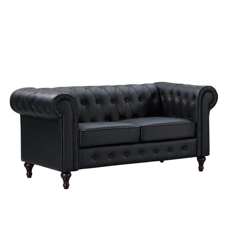 Marzano 2 Seater Faux Leather Sofa, Black