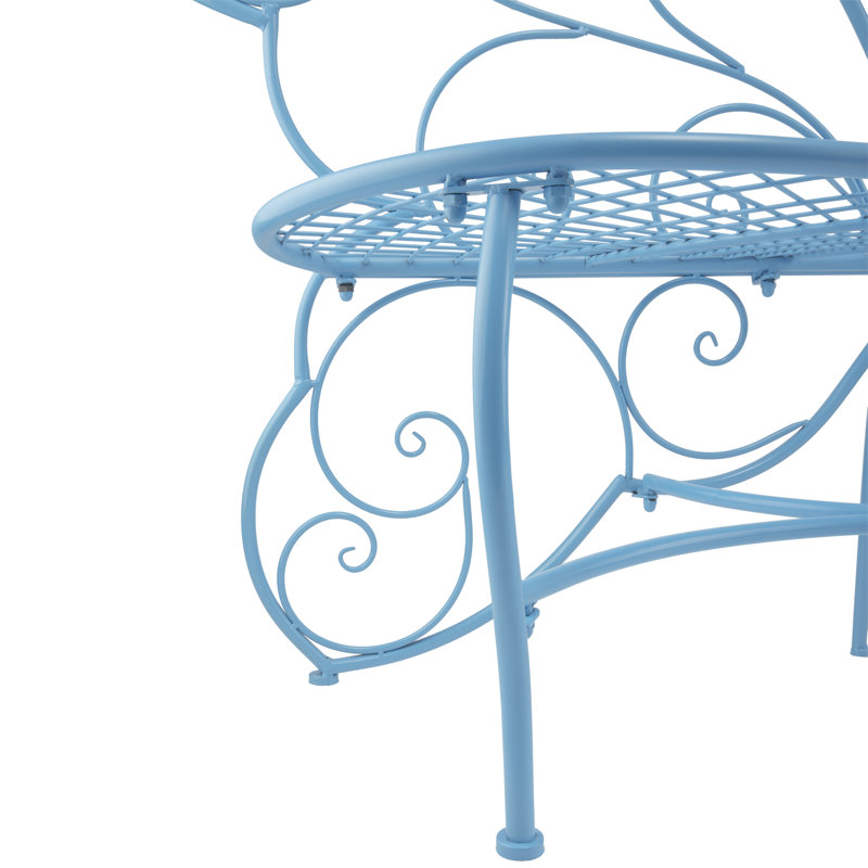 Breena Iron Outdoor Bench, Blue