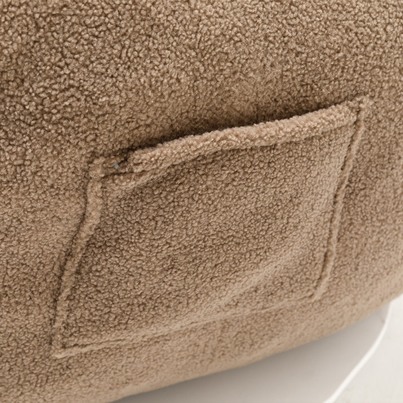 Compression Medium Adult Soft Teddy Fabric Bean Bag Chair With Foam Filled, Coffee Faux Fur