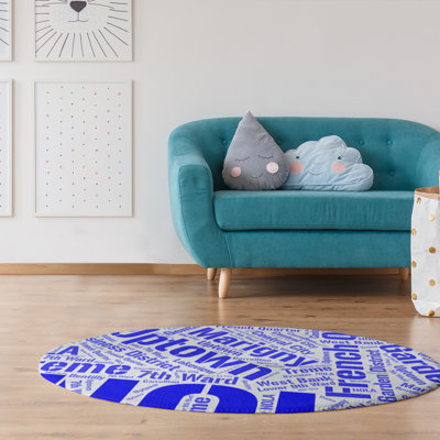 Tapis bleu à tissage plat poils longs