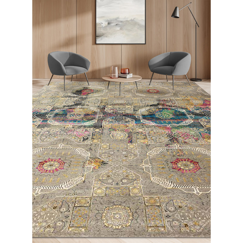 Geometric Area Rug in Brown, Rectangle 12' x 15'