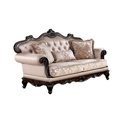 70" W Traditional Loveseat, Dark Cherry/Light Brown