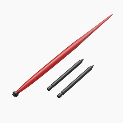 125cm Powder Coated Steel Hay Bale Spear with 2pcs 43cm Stabilizer Spears, Quick Attach Fit for Tractors & Loaders, 2041kg Load Capacity