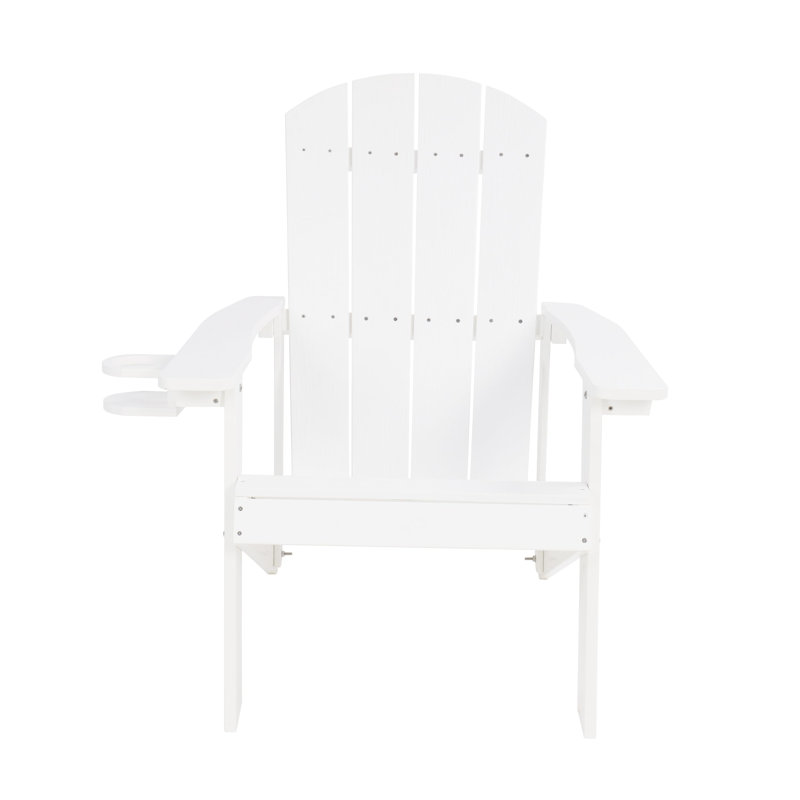 Outdoor Adirondack Chair, Weather-Resistant HIPS Patio Lounge Chair, 1Pcs Fixed Seating For Porch, Garden, Deck, Backyard, White