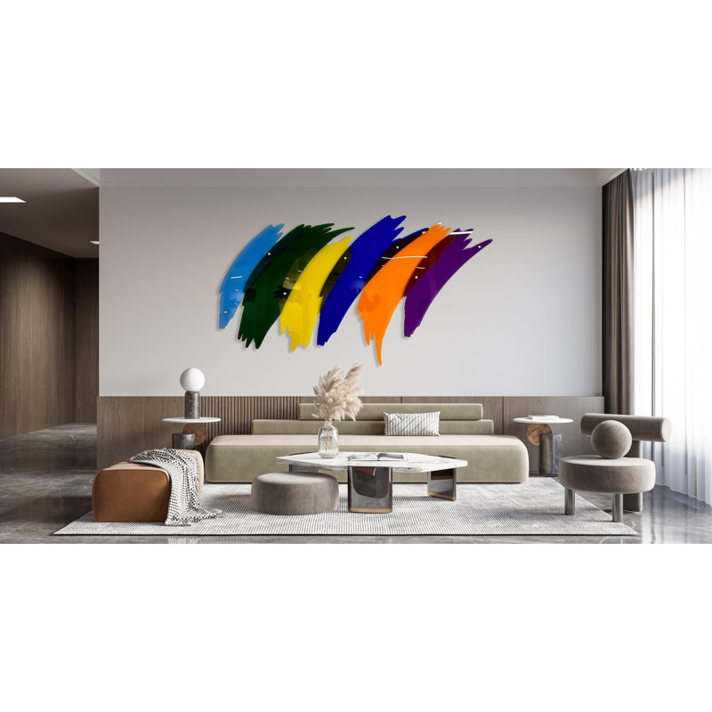 Art mural brossé surdimensionné multicolore - décor acrylique transparent