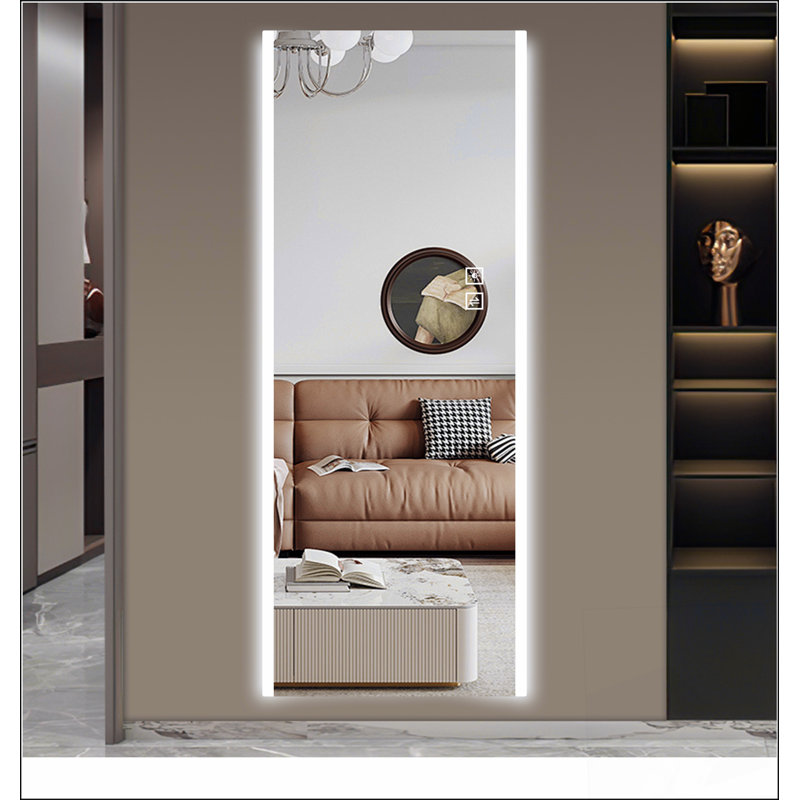 Miroir à DEL pleine longueur 65 * 21 po sans cadre avec lumière tricolore changeante, verre antidéflagrant et imagerie haute définition
