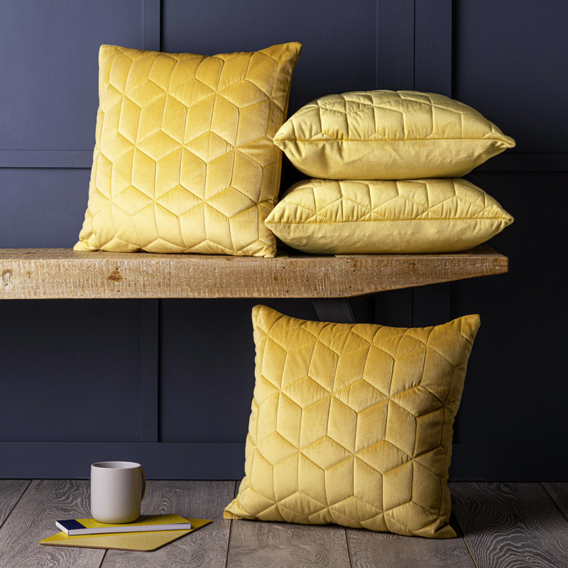 Thea Geometric Square Throw Pillow Cover, Yellow