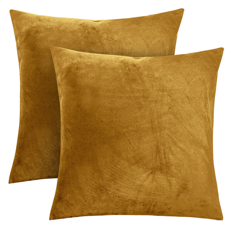 Rizokarpaso Luxury Square Scatter Crushed Velvet Cushion Cover, Yellow