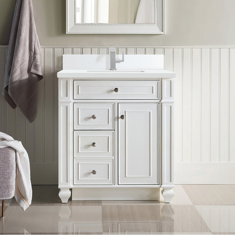 Bristol 30'' W Single Vanity, Bright White, White Zeus, Single-Hole
