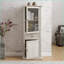 Armoires, armoire de rangement haute blanche neige avec porte en verre, tiroir et amp; Tablettes | Panneau de fibres à densité moyenne + verre | Traditionnel