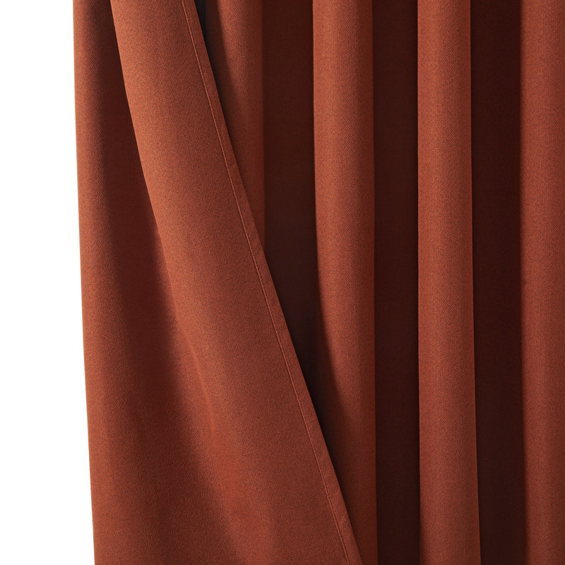 Linen Blend Blackout Curtain Panel Pair, Rust, 168cm Width x 137cm Drop