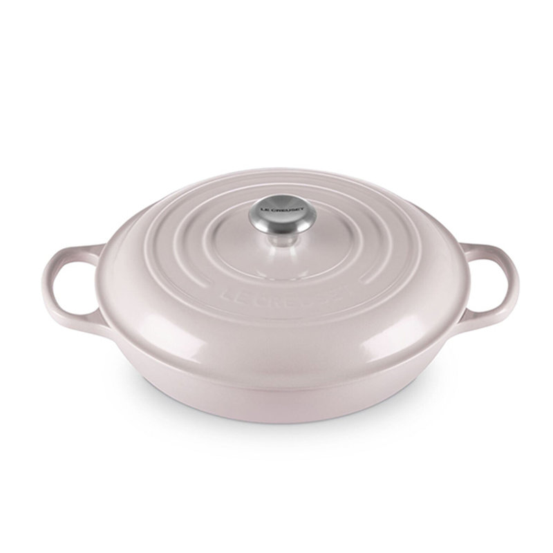 Le Creuset Signature Enameled Cast Iron Braiser with Lid, Shallot, 3.5 quarts