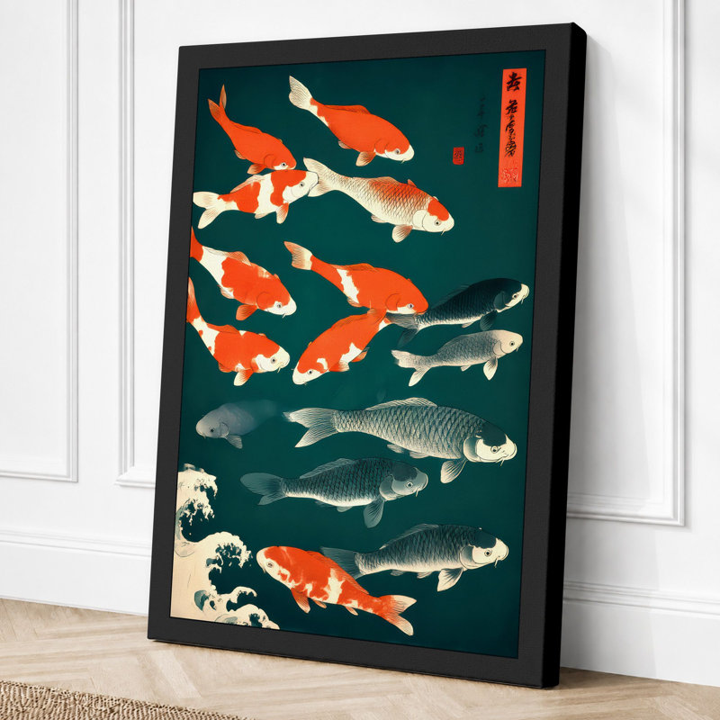Koi Study Japandi - Print, 24x16 - 61.0 x 40.6 cm, Black Border