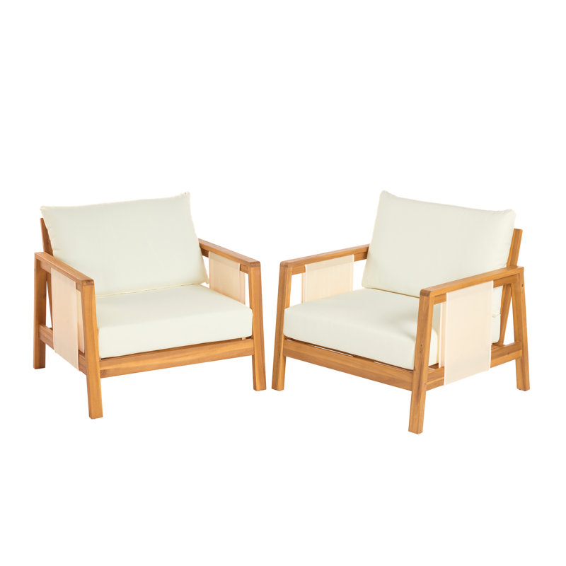 Ensemble de 2 chaises longues de patio, confort moderne en bois d'acacia