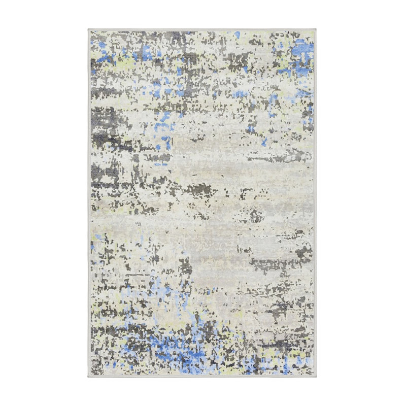 Tapis abstrait gris / bleu, Tapis de couloir 2 pi x 5 pi