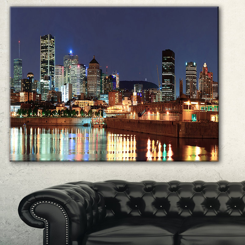 Bright Montreal At Dusk - Wrapped Canvas Print, 12" H x 20" W x 1" D