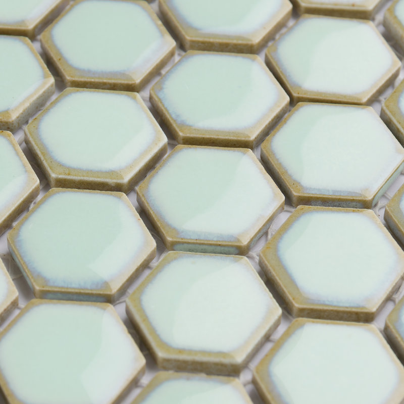 Hudson 1" Hex Light Green 11-7/8" x 13-1/4" Porcelain Mosaic Tile