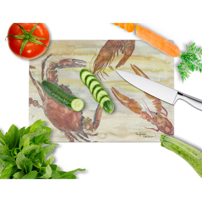 Planche à découper crabe en verre trempé caroline