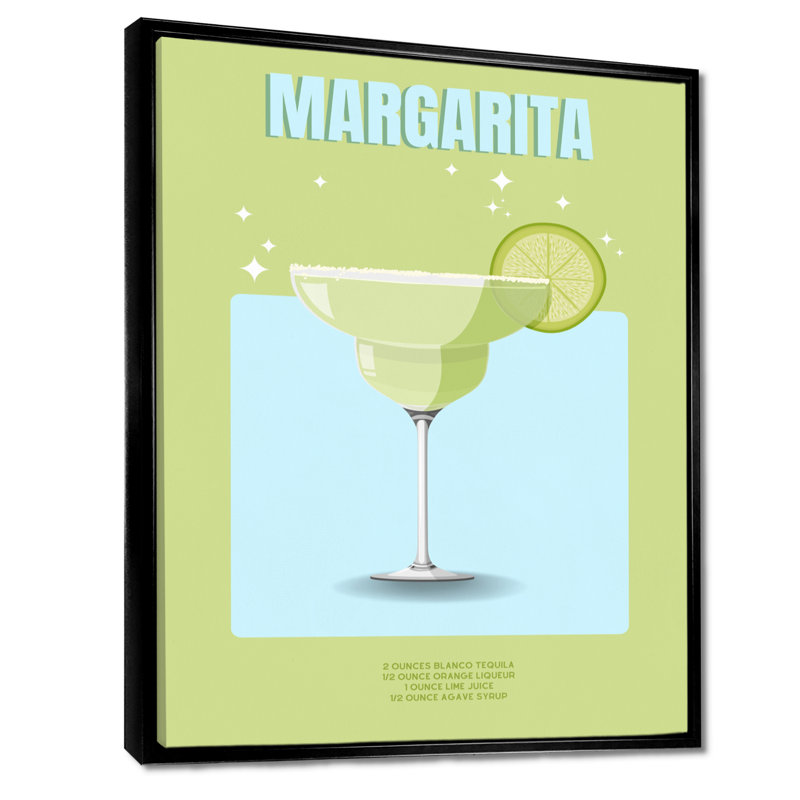 Lime Margarita mexicain cocktail II - salon d'art mural cocktails, Toile avec cadre flottant noir, H 20 po x l 12 po x P 1 po