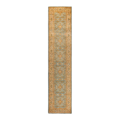 Tapis noué à la main Tia, unique en son genre - bleu