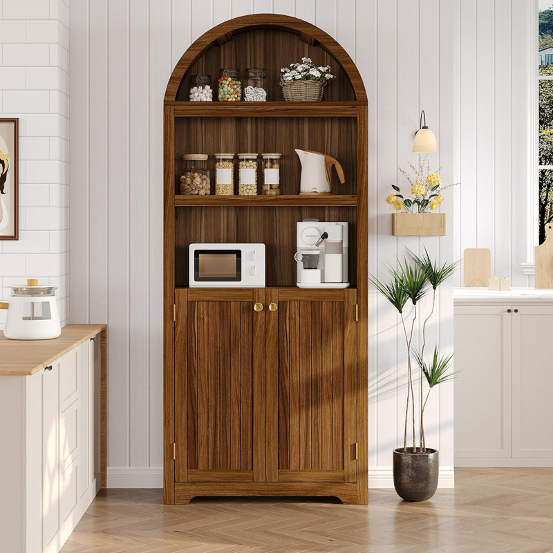 Armoire garde-manger arquée de 72 po de hauteur - Solution de rangement multi-pièces pour les cuisines organisées, les espaces repas et de vie avec tablettes réglables