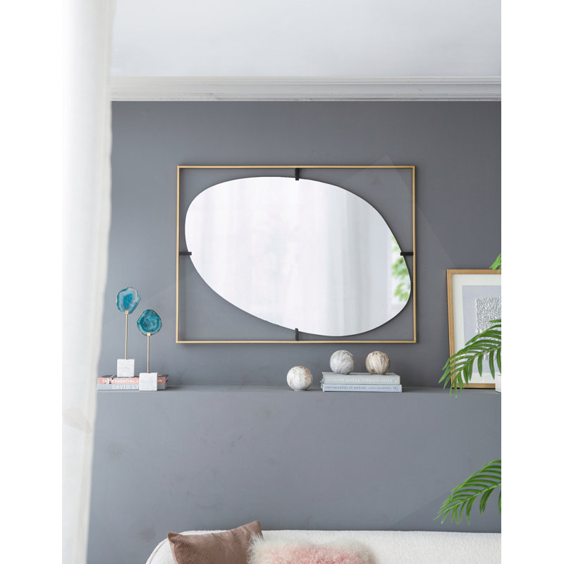 Miroir coquelicot 30 x 1 x 40 po avec cadre en métal doré