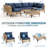 7 PCs Outdoor Sectional Sofa Set, Boho Wicker Rattan Patio Furniture with Cushions & Table for Patio, Lawn, Backyard, Porch, Blue-1750649205