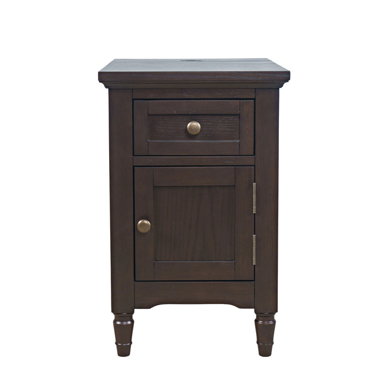 Table de bout avec tablette de rangement Grishe, Bois brun foncé