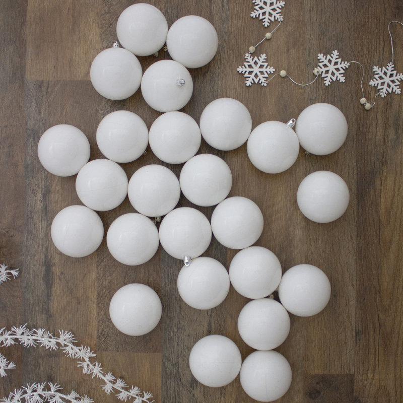 Boules de Noël incassables et brillantes 2,5 po (63 mm), Blanc